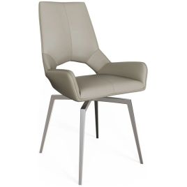 VALORA Chrome Sprung Swivel Dining Chair Set of 2 - Taupe