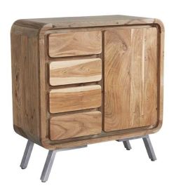 Fiona Metal Legs Unique Retro Style Wooden Medium Sideboard With Door and Drawers