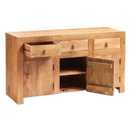 Stella Light Mango Wood Large Sideboard With Doors and Drawers - Matt Finish