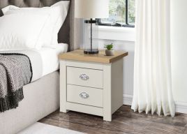 Bedside Table - CROMER 2 Drawer Nightstand Grey and Oak 44.6cm