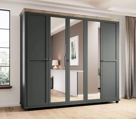 EPSOM 5 Door Wardrobe Green and Oak - 246cm