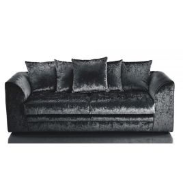 ARABIA Crushed Velvet 3 Seater Scatterback Sofa - Black