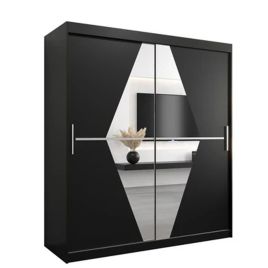 SPURDLE 2 Door Mirrored Sliding Wardrobe Black - 180cm
