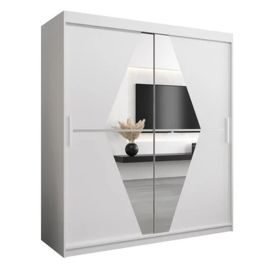 SPURDLE 2 Door Mirrored Sliding Wardrobe White - 180cm