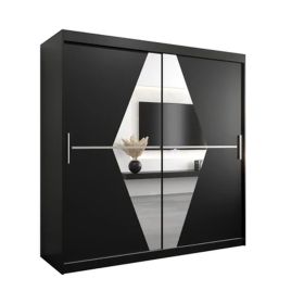 SPURDLE 2 Door Mirrored Sliding Wardrobe Black - 200cm