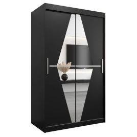 SPURDLE 2 Door Mirrored Sliding Wardrobe Black - 120cm