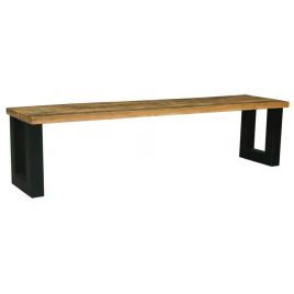 Sefton Black Metal Frame Industrial Bench 180cm - Brown