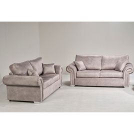 LYNDA Dapple Fabric 3 Seater and 2 Seater Fullback Sofa Set - Silver