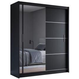 BROADLAND 2 Door Mirrored Sliding Wardrobe Black - 180cm