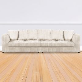 Desmond Jumbo Cord 4 Seater Scatterback Sofa - Cream