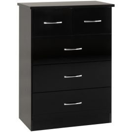NEWBIGGIN III Black Chest of Drawers - Medium-sized, 5 Drawers