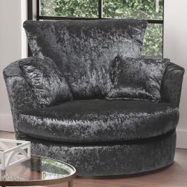 BLAKE Crushed Velvet Swivel Chair - Black