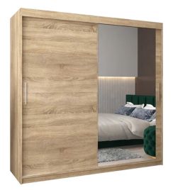 TIVERTON 2 Door Mirrored Sliding Wardrobe Light Oak - 200cm