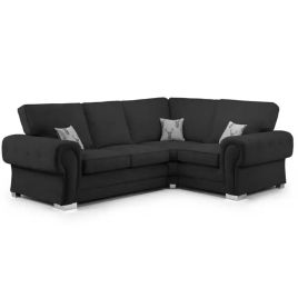 VERONA Fabric 4 Seater L Shaped - Right Hand Facing Corner Sofa - Black