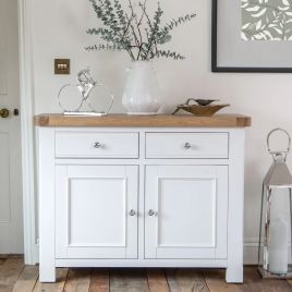 Chunky Oak Standard Sideboard with Door and Drawer - White