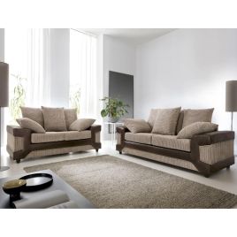 DINO Jumbo Cord 3 Seater and 2 Seater Scatterback Sofa Set - Brown and Beige