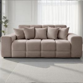 STACIE Fabric 3 Seater Sofa - Latte