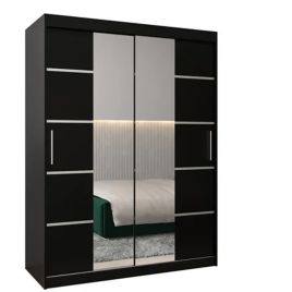 VICENZA II 2 Door Mirrored Sliding Wardrobe Black - 150cm