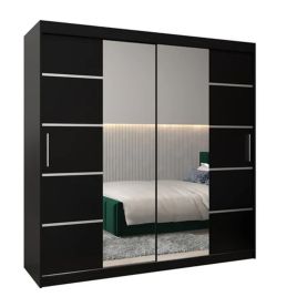 VICENZA II 2 Door Mirrored Sliding Wardrobe Black - 200cm