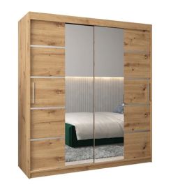VICENZA II 2 Door Mirrored Sliding Wardrobe Medium Oak - 180cm
