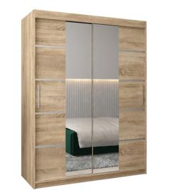 VICENZA II 2 Door Mirrored Sliding Wardrobe Light Oak - 150cm