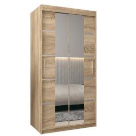 VICENZA II 2 Door Mirrored Sliding Wardrobe Light Oak - 100cm
