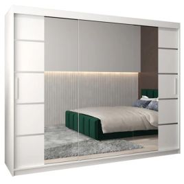 VICENZA II 3 Door Mirrored Sliding Wardrobe White - 250cm
