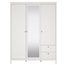 MEMPHIS 3 Door Mirrored Wardrobe with 2 Drawers White - 150cm