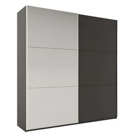 WINFAIR 2 Door Mirrored Sliding Wardrobe Graphite - 225cm