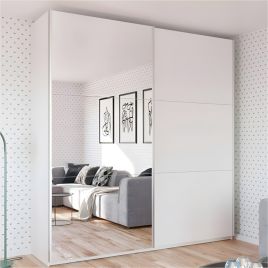 WINFAIR 2 Door Mirrored Sliding Wardrobe White - 225cm
