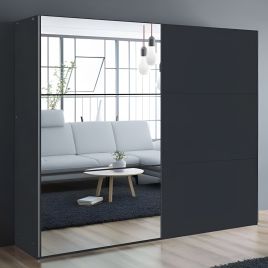 BORIS 2 Door Mirrored Sliding Wardrobe Black - 250cm