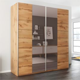 LOTHIAN 2 Door Mirrored Sliding Wardrobe Oak - 200cm