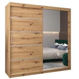 VICENZA II 2 Door Mirrored Sliding Wardrobe Medium Oak - 200cm
