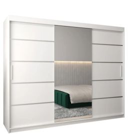 VICENZA 3 Door Mirrored Sliding Wardrobe White - 250cm