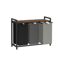 Laundry Basket - VIVRIA 4 Compartments Multi Colour - Dark Brown