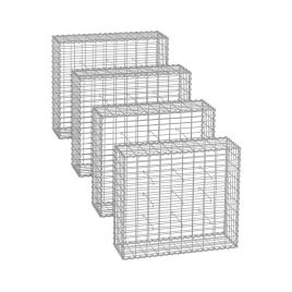 Gabion Cage - VELRAH Metal Stone Cage - 100 x 90 x 30 cm - Silver