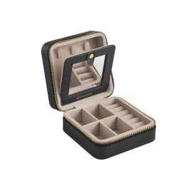 11.4 x 11.4 x 5.5 cm Travel Jewellery Box with Interior Mirror,
