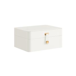 Jewellery Box - SOLNZA 2-Layer Organizer with Mirror and Tray - White