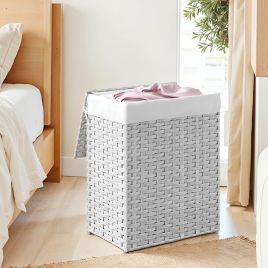 DAFUBE Foldable Laundry Basket 90L with Lid - White