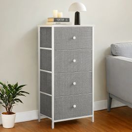 VERRA White Grey Chest of Drawer - Medium-sized, 4 Drawers