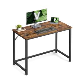 LAKETI Home Office Computer Desk - Rustic Brown and Black