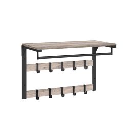Coat Rack - NOVRAE Wall Mounted 10 Hook - Greige and Black