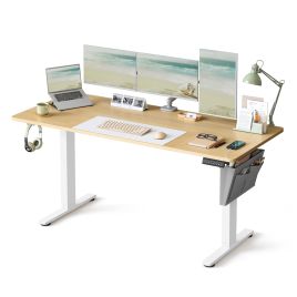 HACOVI Electric Standing Desk with 4 Memory Heights - Golden Oak