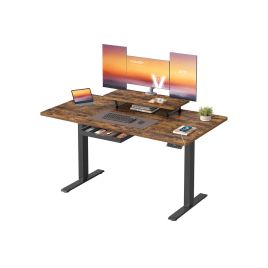 CELSEA Electric Office Standing Desk with Adjustable Height and Built in Drawer - Medium Oak and Black