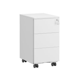 File Cabinet - ZARTA Mobile 3 Lockable Drawers Pre-Assembled - Matte White