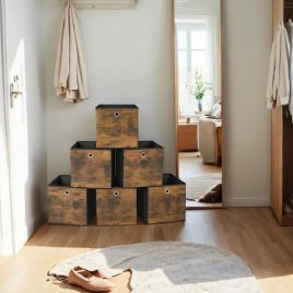 Storage Boxes - ZARNIA Foldable Non Woven Fabric Storage Boxes with Handles - Rustic Brown