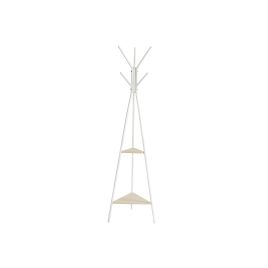 Hall Tree - VIVRAE Industrial Coat Rack with 2 Shelves and Bag Holder - Rustic Beige White