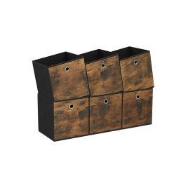 Storage Cubes - VERNIA 6 Foldable Fabric Organizing Box 33cm - Rustic Brown
