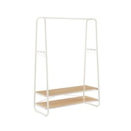 Clothes Rail - VIVRO Double Garment Rack with 2 Shelves - Oak White