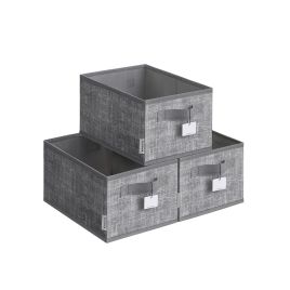 Storage Boxes - MONRO Collapsible Set of 3 15 cm High Cattail Grey